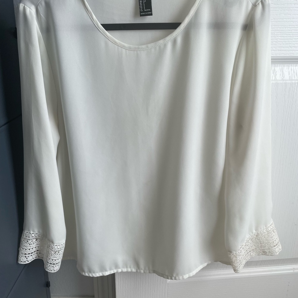 Forever 21 Cream Blouse with Lace Cuffs